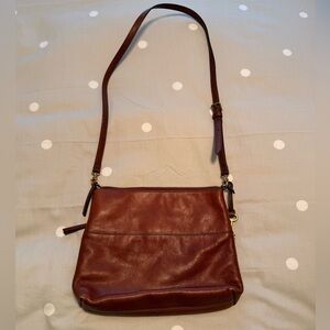 Fossil Rich Brown Leather Crossbody Bag